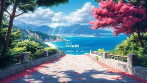 护眼海边小路