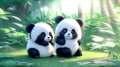 4K有氧竹林里的呆萌熊猫