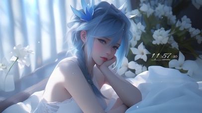 气质蓝发居家少女