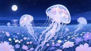 月下花海水母