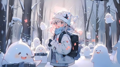 4k雪景女孩精灵
