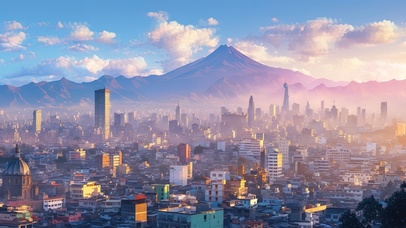 日落城市天际线