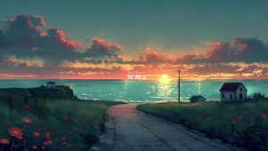 傍晚的海边