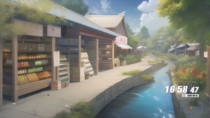 护眼房屋小溪
