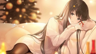 温暖唯美动漫沙发少女