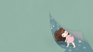 掀开桌面的小女孩