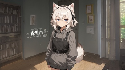 唯美房间猫儿少女
