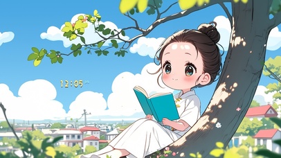 树荫下的可爱少女