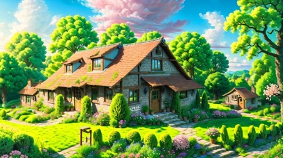 绿色森林阳光小屋