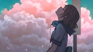 放空少女与云