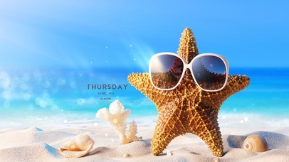 治愈海滩 带墨镜的海星