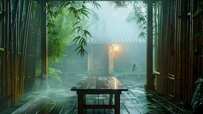 4k雨天竹院