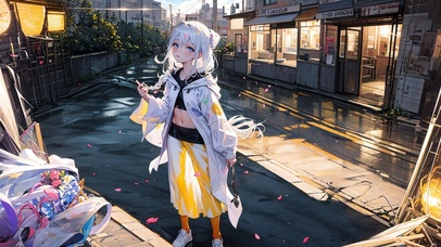 樱花街道午后少女