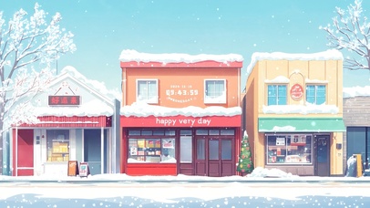 唯美动漫雪景街道