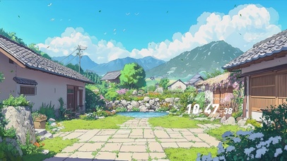 护眼蓝天白云树木