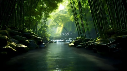 4k竹林溪水鸟鸣