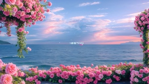 浪漫海边玫瑰花