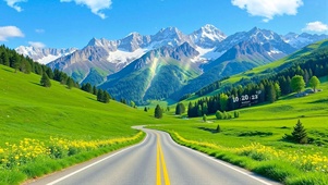 护眼雪山下公路