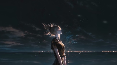 治愈仰望星空女孩