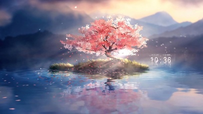 治愈水上樱花树