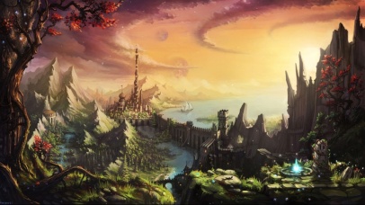 夕阳下的爱尔斯城堡