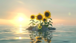 湖面上的向日葵