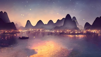 夜晚的桂林山水