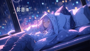 夜晚熟睡女孩