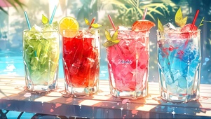 4K唯美清新夏日果汁
