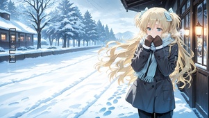 唯美金发雪景少女