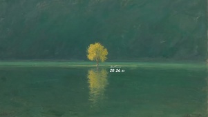 湖中小树倒影