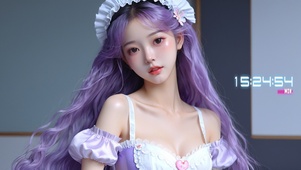 美丽紫发美少女女仆