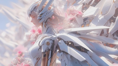 4K 唯美粉色机甲少女