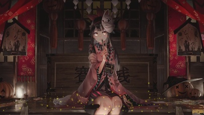 万圣节日系和风面具少女 