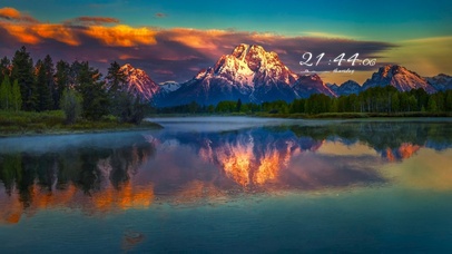 唯美夕阳湖泊美景