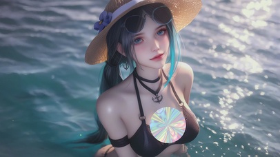 夏日海边阳光女孩