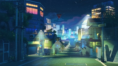 4K唯美治愈日系动漫街道夜景
