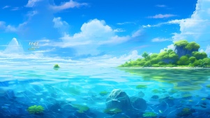 清新白云大海