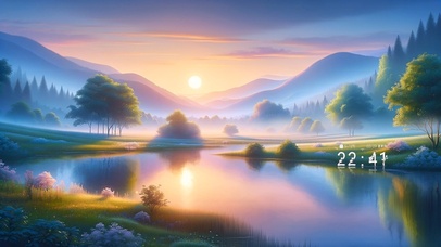 唯美高山湖泊日出