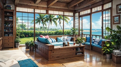 4K治愈海边小屋