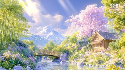 唯美治愈溪边木屋