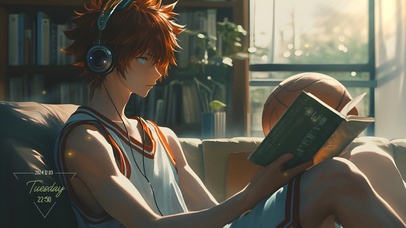 4K动漫帅哥 学习中的篮球男孩