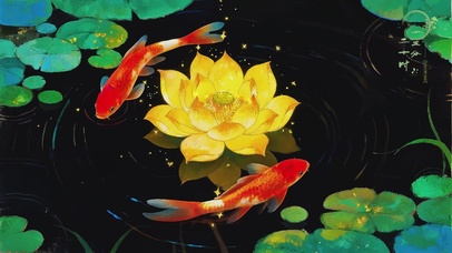 金莲伴锦鲤 财运滚滚来