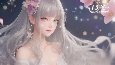 梦幻萤绕白发少女