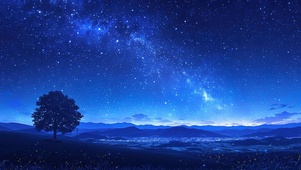 纯净夜空下的田园