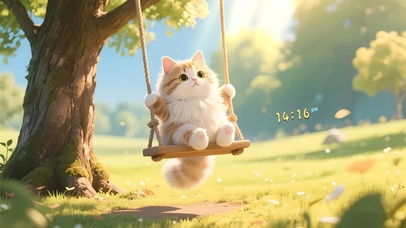 可爱荡秋千猫咪