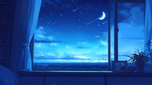 4K唯美窗外动漫城市夜景