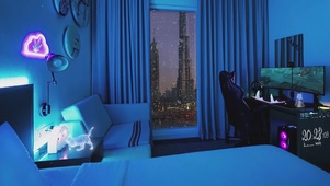 赛博雨夜房间