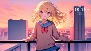唯美金发夕阳少女
