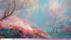 护眼樱花树木河流桌面主题